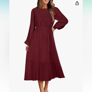 Burgundy Pleated Dress